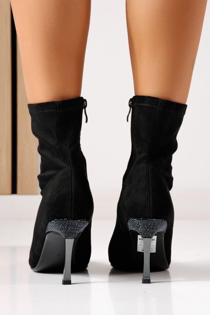 Botine  dama vatuite negre din piele ecologica intoarsa  Elena #30386