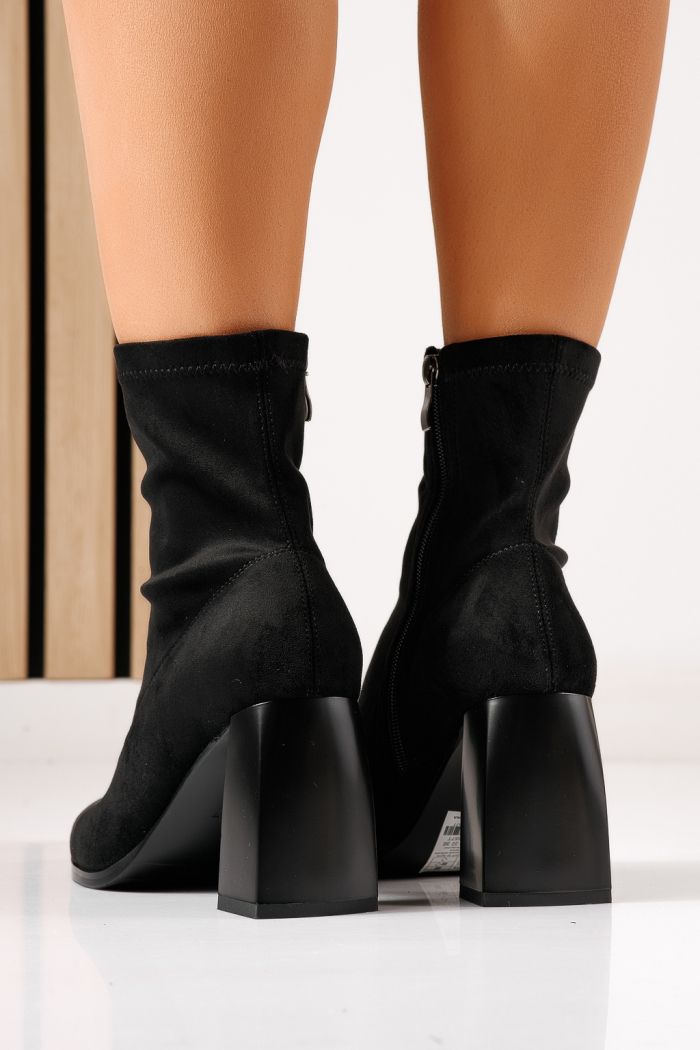 Botine dama vatuite negre din piele ecologica intoarsa Anais #30372