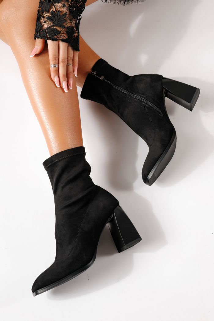 Botine dama vatuite negre din piele ecologica intoarsa Anais #30372
