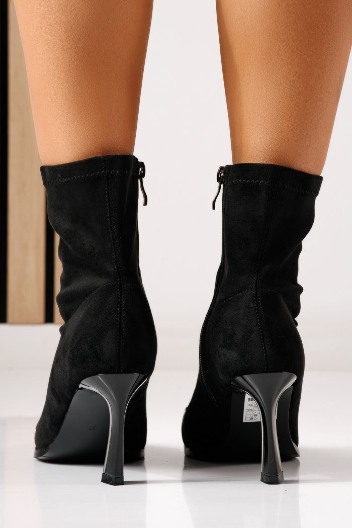 Botine  dama vatuite negre din piele ecologica intoarsa Alba #30387