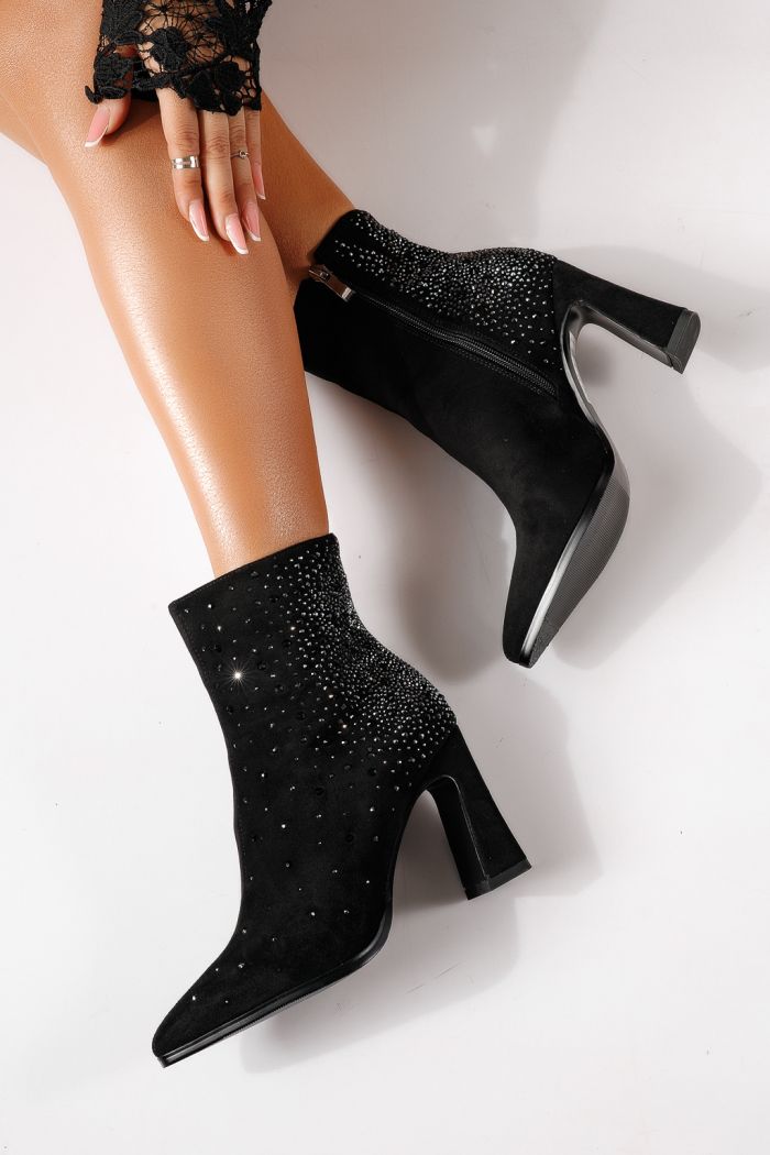 Botine dama vatuite negre din piele ecologica intoarsa Pauline #30381