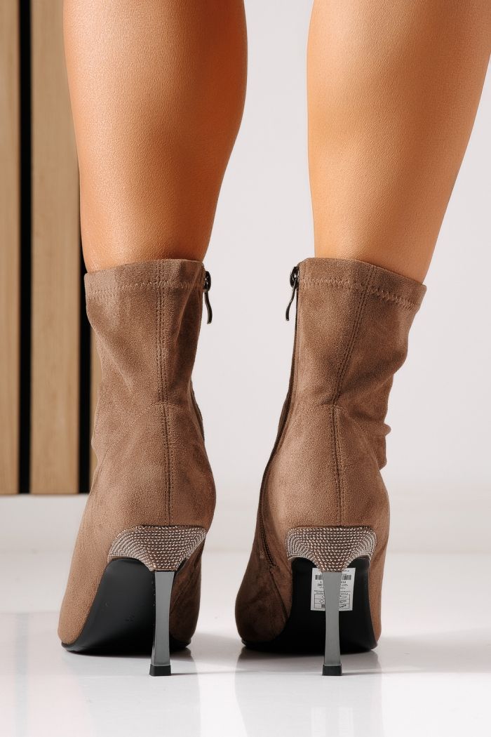 Botine  dama vatuite khaki din piele ecologica intoarsa  Elena #30385
