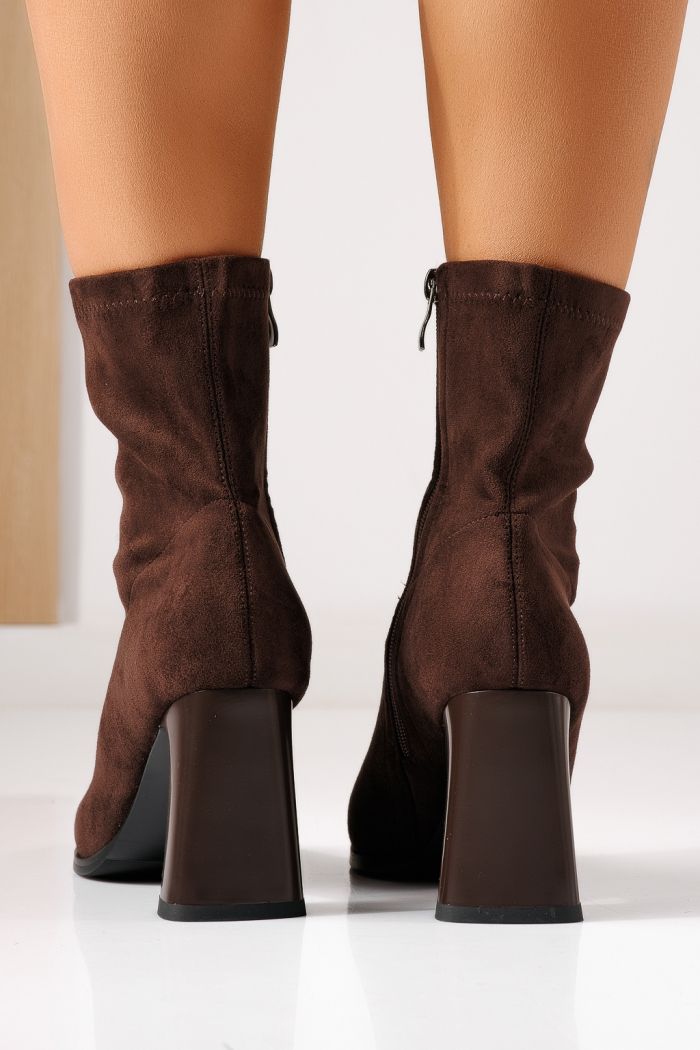 Botine dama vatuite maro din piele ecologica intoarsa Anais #30374