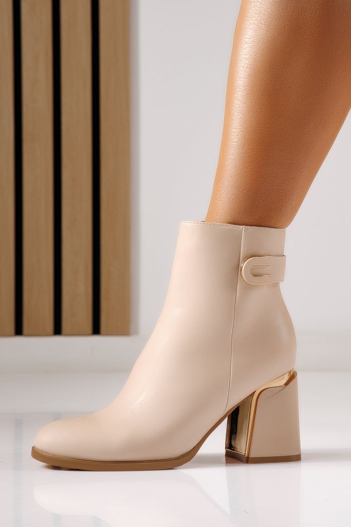 Botine dama vatuite bej din piele ecologica Ayala #30339