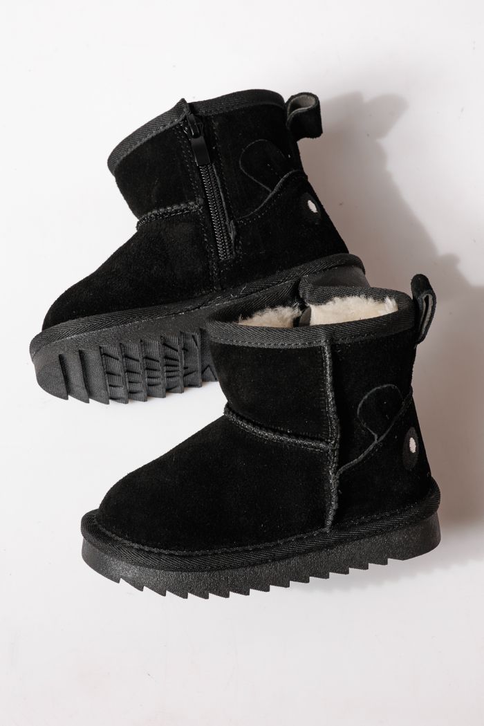 Ghete fete îmblanite tip Ug negre din piele naturala intoarsa Sissy #30298
