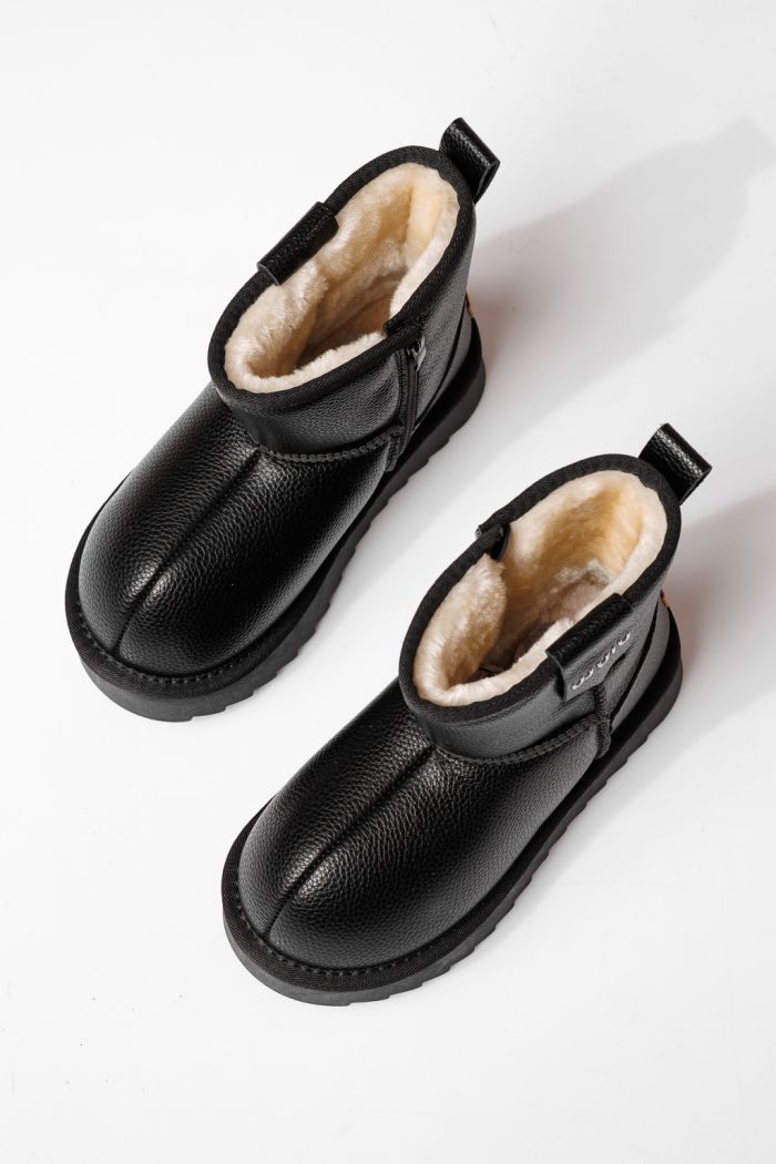 Ghete fete îmblanite negre din piele naturala Nina #30432