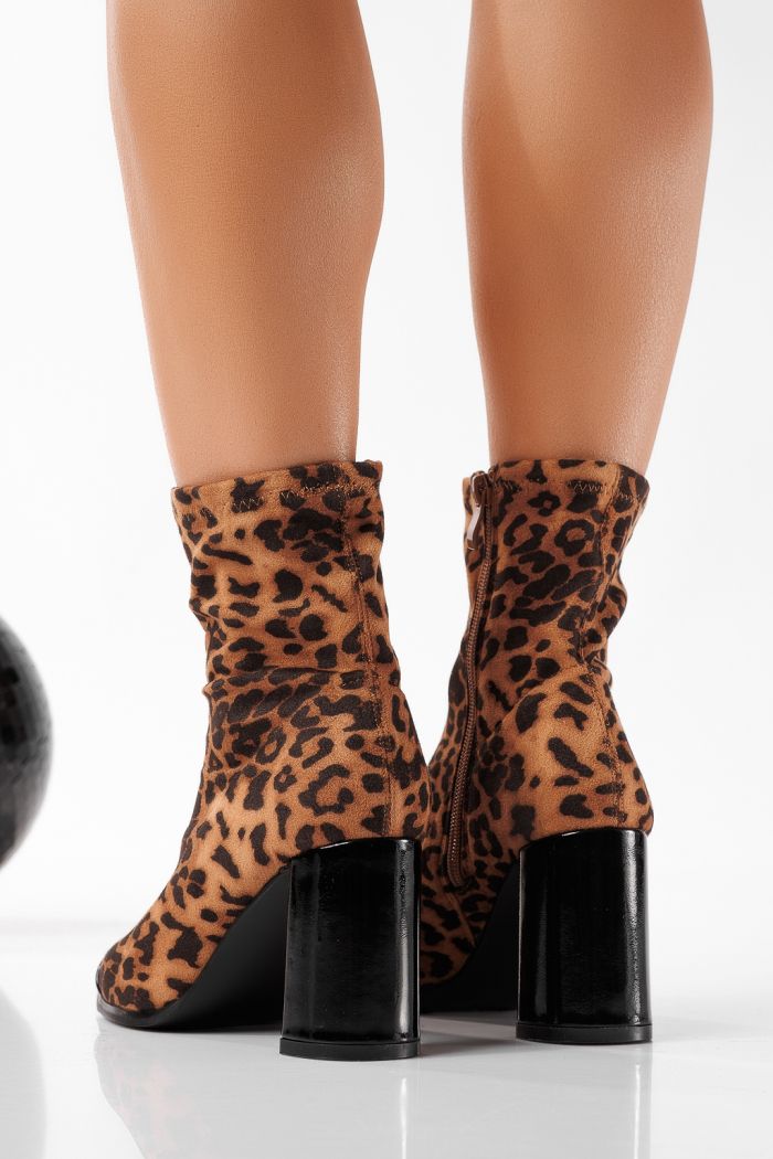 Botine dama vatuite leopard din piele ecologica intoarsa Carla #30486