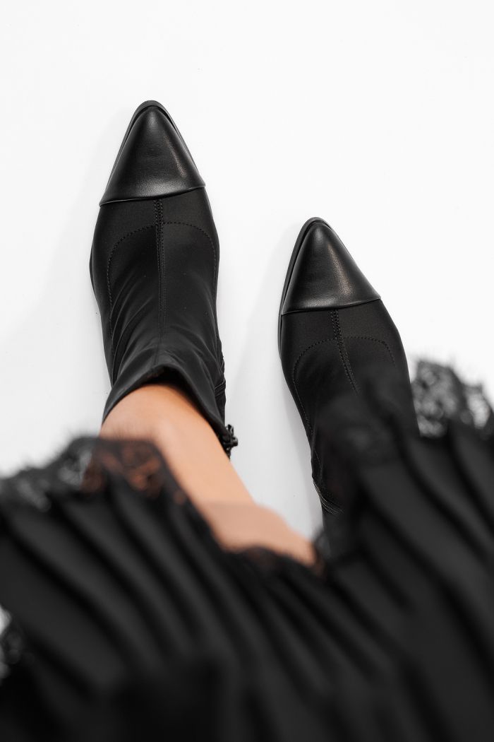 Botine dama vatuite negre din material textil Carla #30485