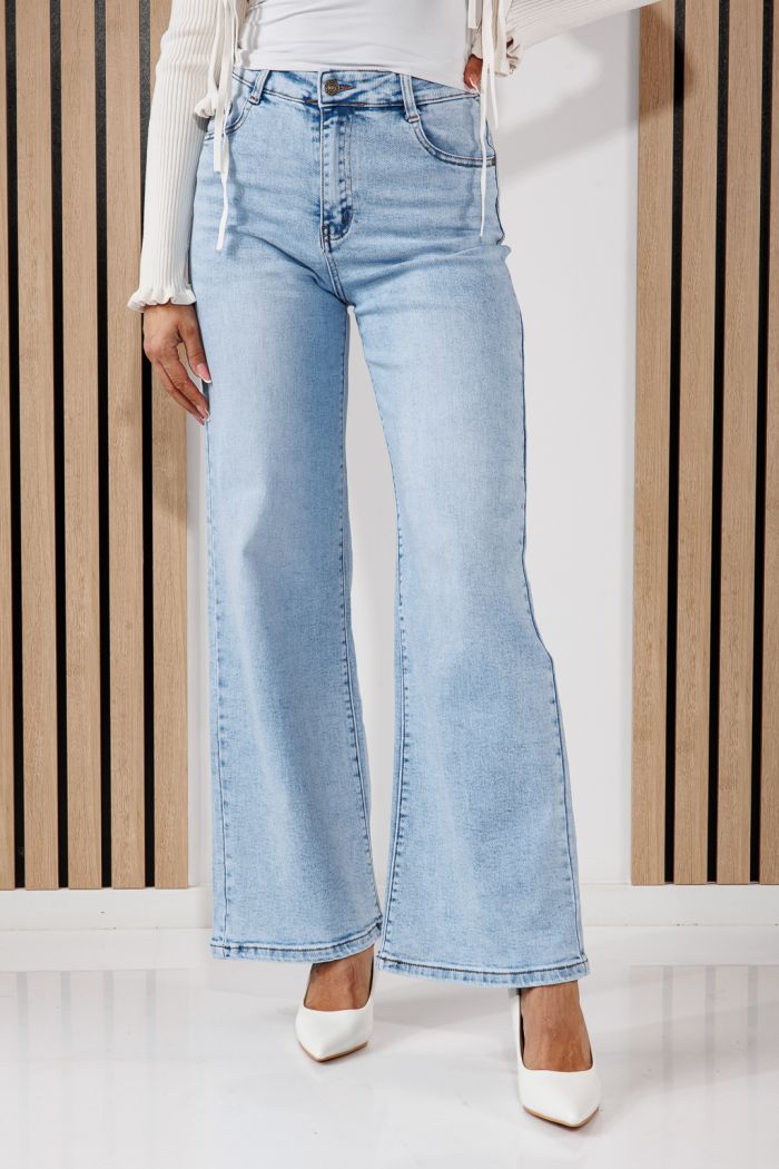 Blugi Wide Leg Dama Talia Albastri #A1454