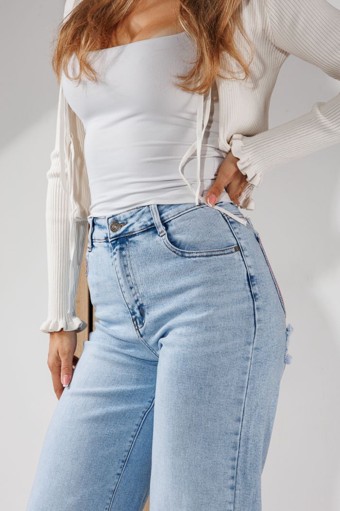 Blugi Wide Leg Dama Talia Albastri #A1454