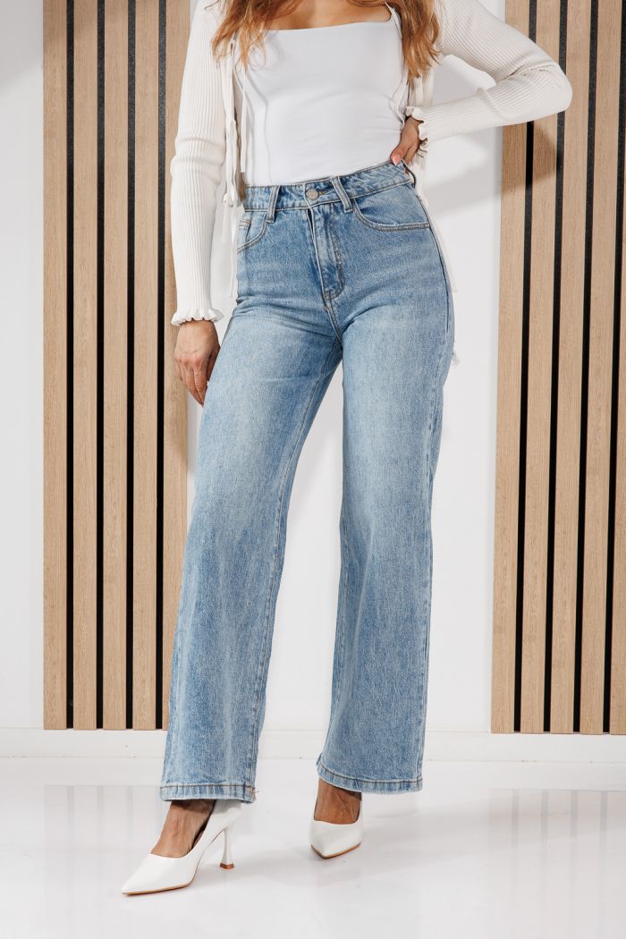 Blugi Wide Leg Fit Dama Talia Albastri #A1453