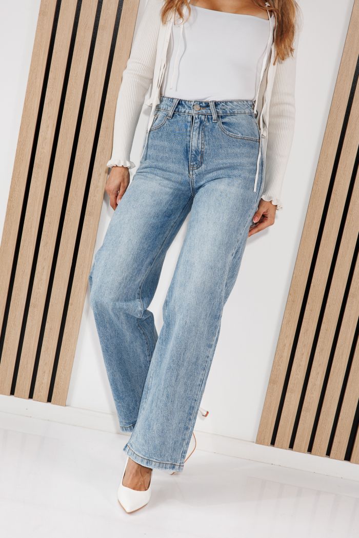 Blugi Wide Leg Fit Dama Talia Albastri #A1453