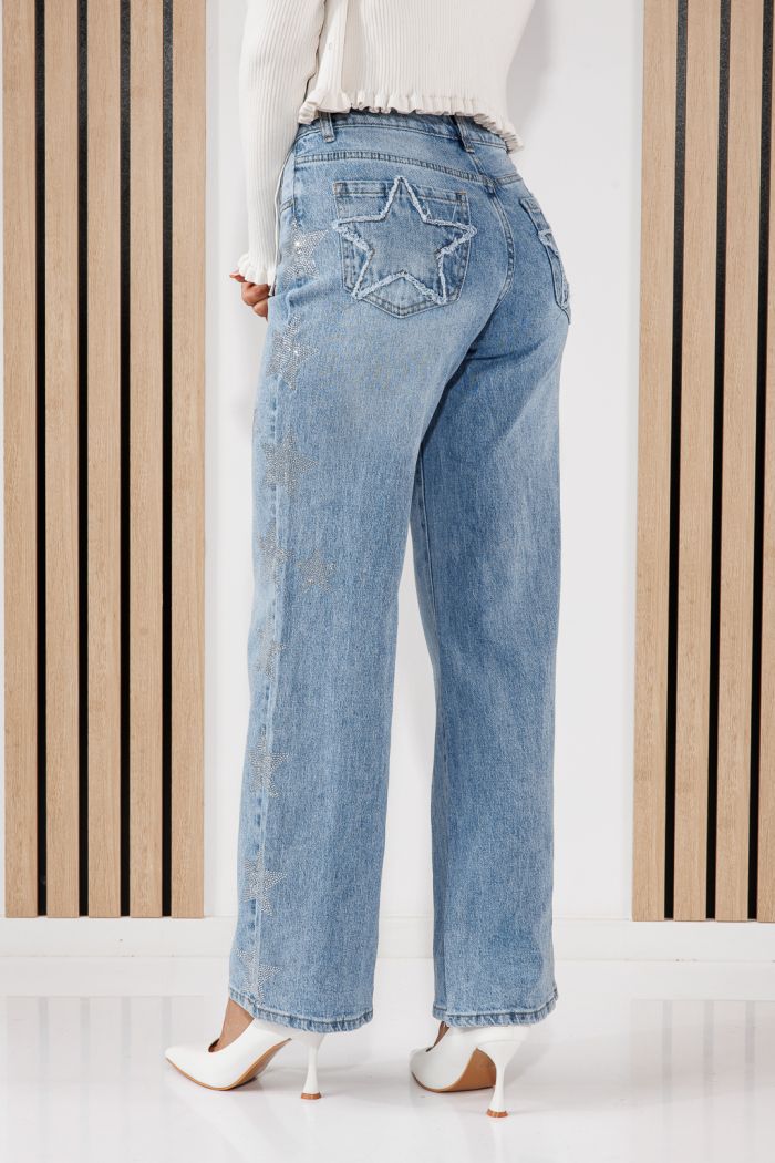 Blugi Wide Leg Fit Dama Talia Albastri #A1461