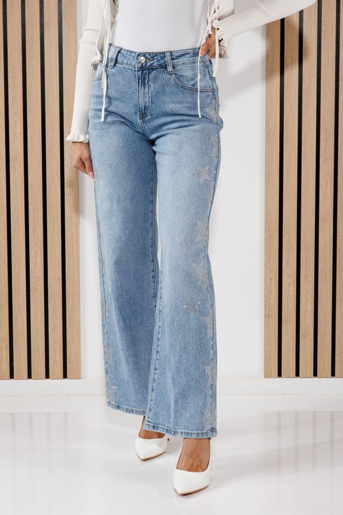 Blugi Wide Leg Fit Dama Talia Albastri #A1461