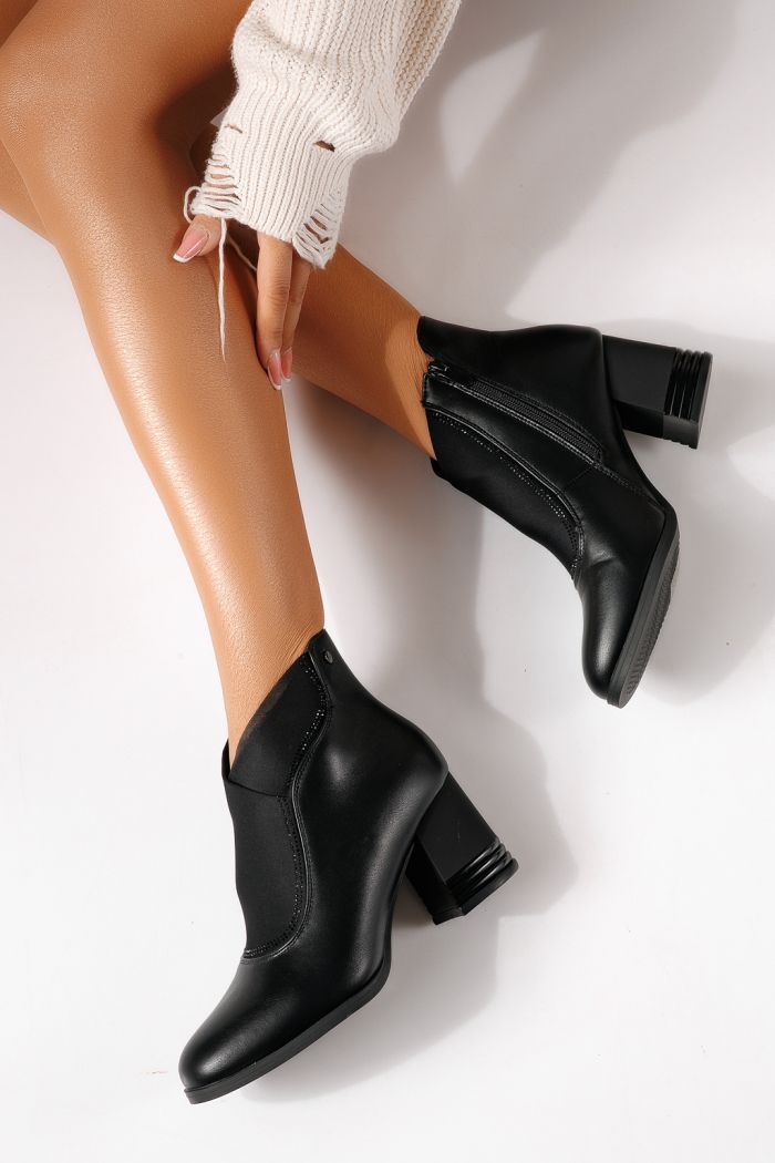 Botine dama vatuite negre din piele ecologica Nova #30299