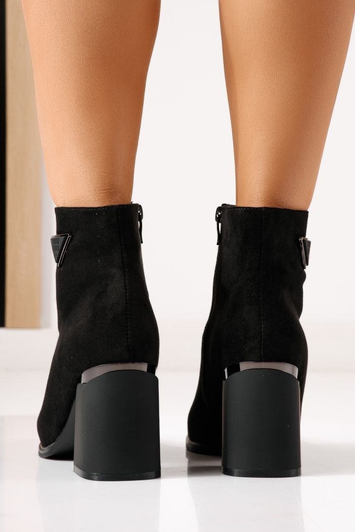 Botine dama vatuite negre din piele ecologica intoarsa Ayala #30340