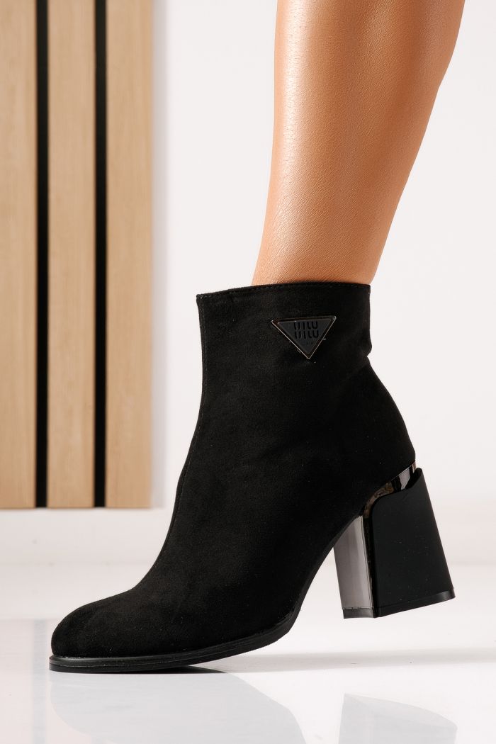 Botine dama vatuite negre din piele ecologica intoarsa Ayala #30340