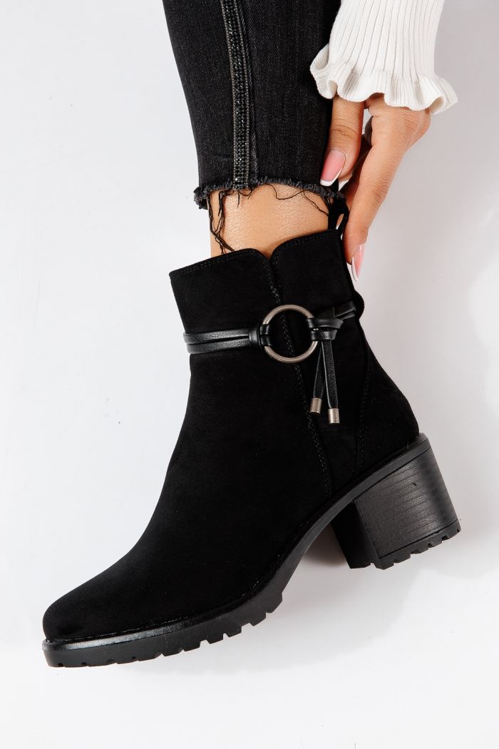 Botine dama vatuite negre din piele ecologica intoarsa Ella #30517