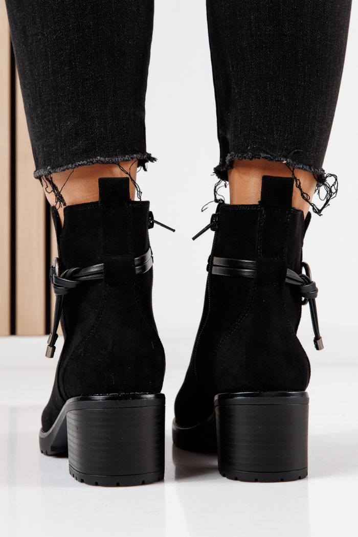Botine dama vatuite negre din piele ecologica intoarsa Yaara #30517