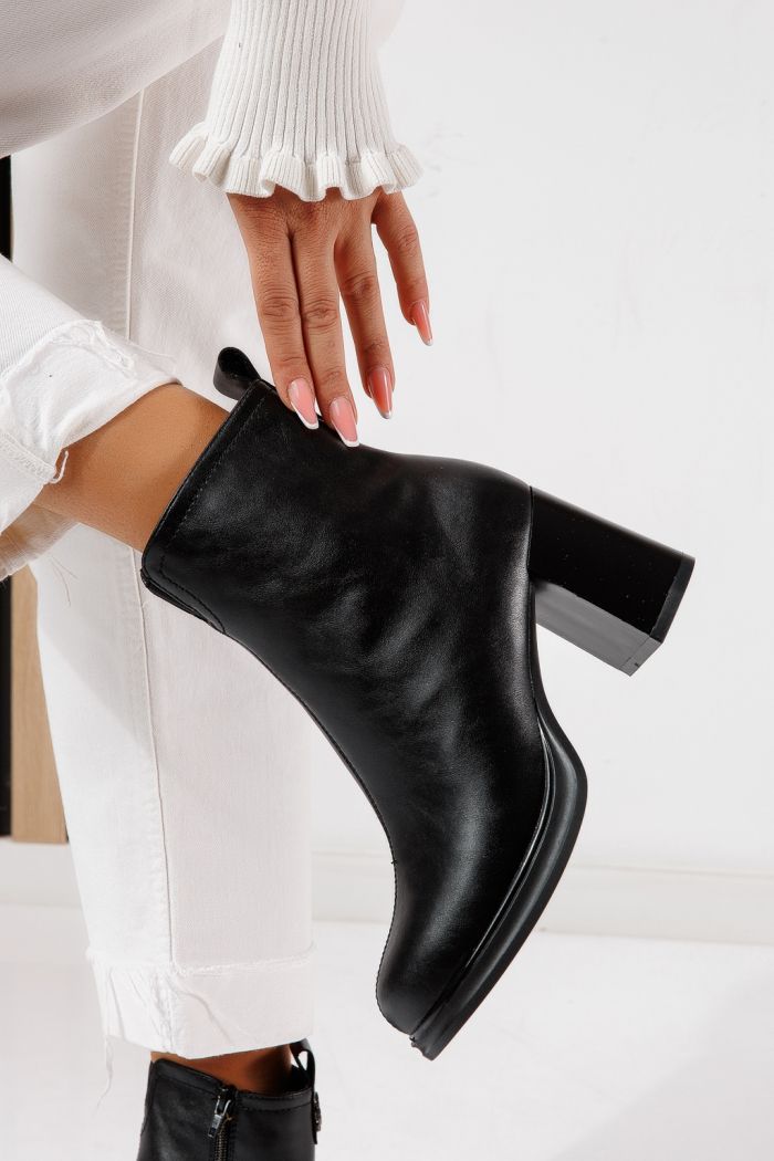 Botine dama vatuite negre din piele naturala Tehila #30516