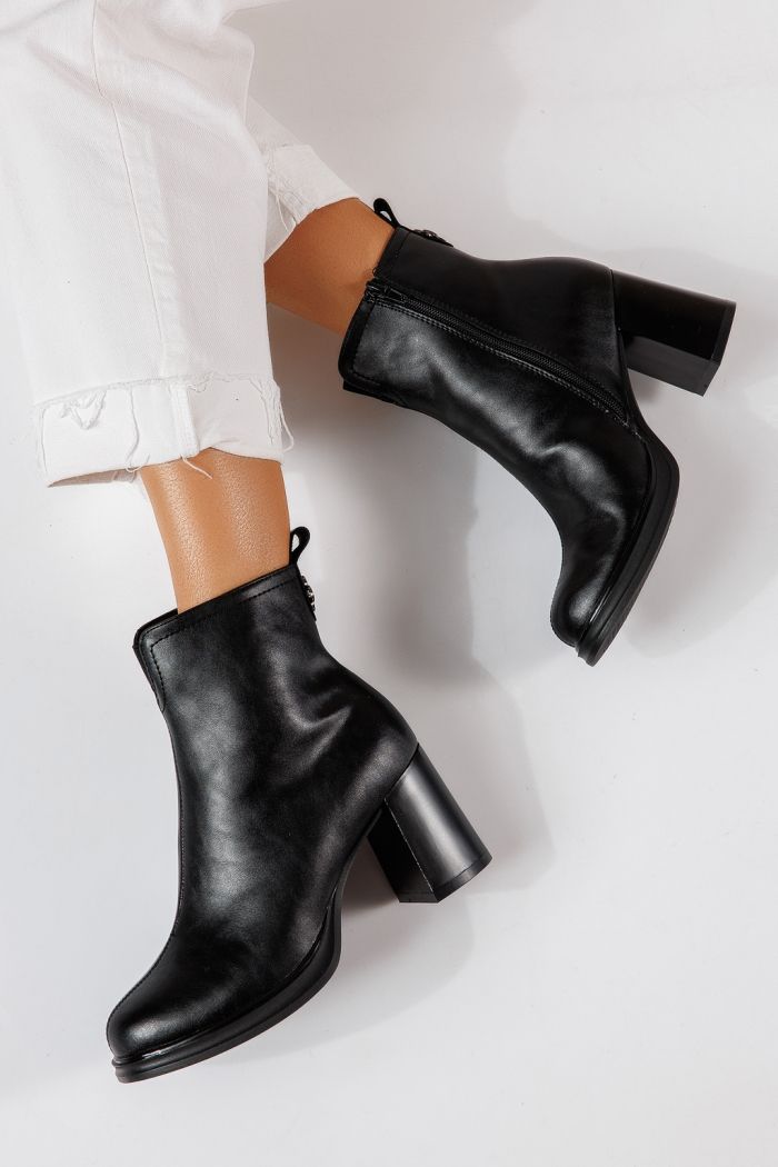 Botine dama vatuite negre din piele naturala Tehila #30516