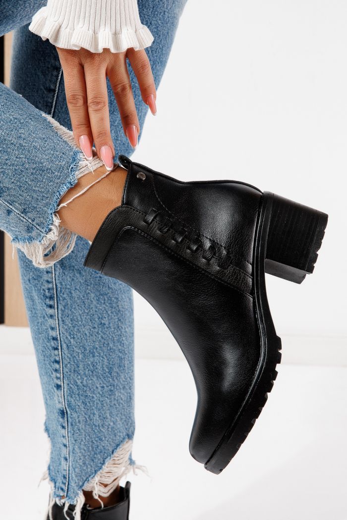 Botine dama vatuite negre din piele ecologica Zohar #30521