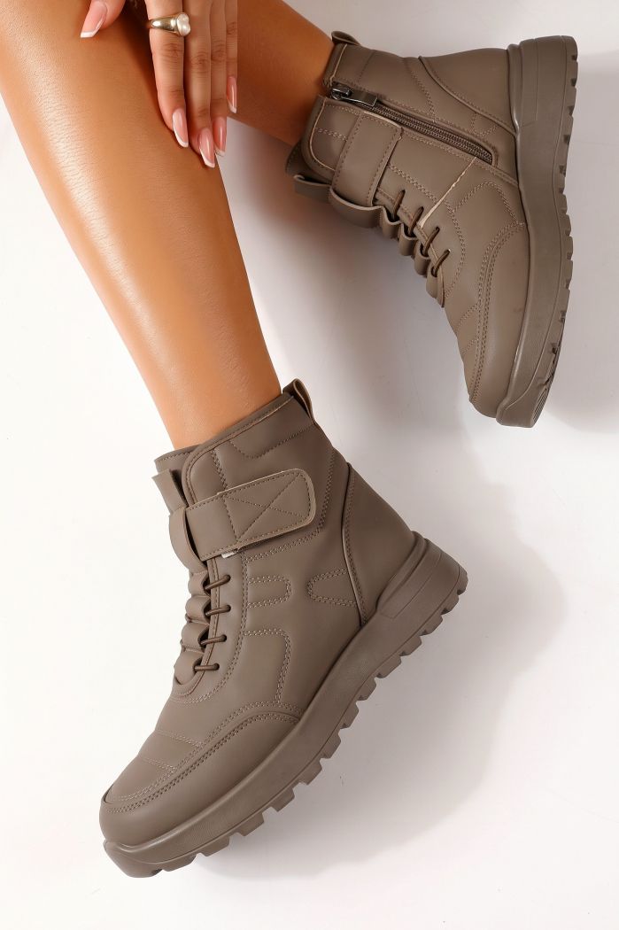 Ghete dama îmblanite khaki din piele ecologica Eloi #30542