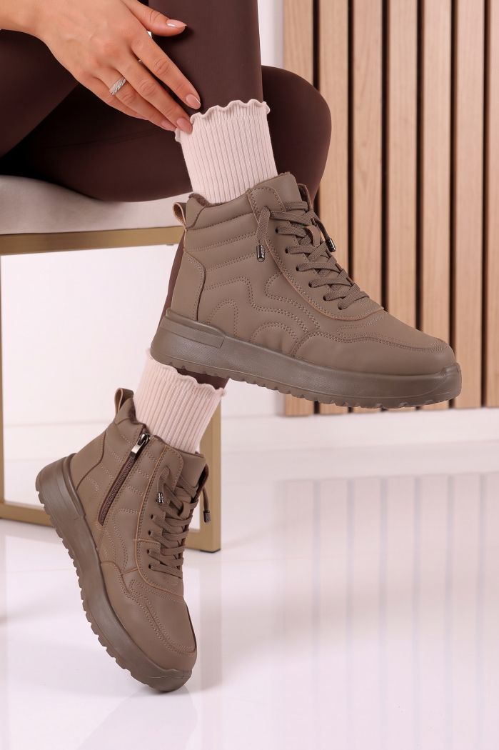 Ghete dama îmblanite khaki din piele ecologica Alix #30537
