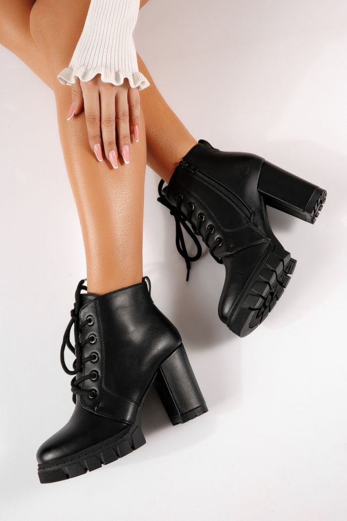 Botine dama vatuite negre din piele ecologica Elodi #30546