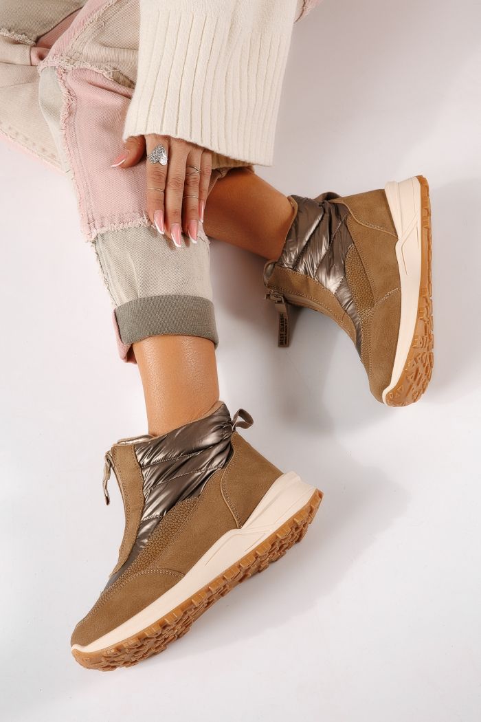 Ghete dama îmblanite khaki din piele ecologica Lars #30553