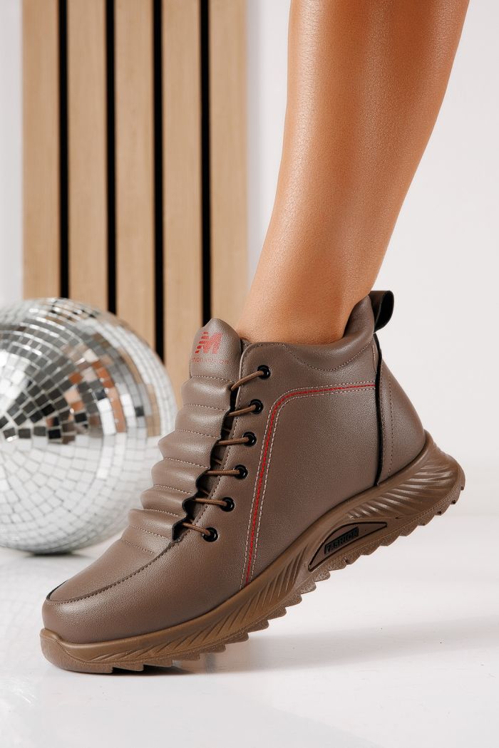 Ghete dama îmblanite khaki din piele ecologica Capucine #30535