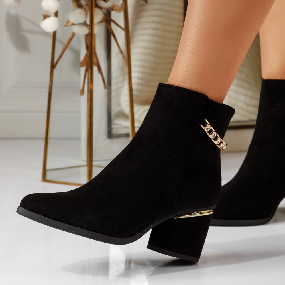 Botine dama vatuite negre din piele ecologica intoarsa Karmen #30656