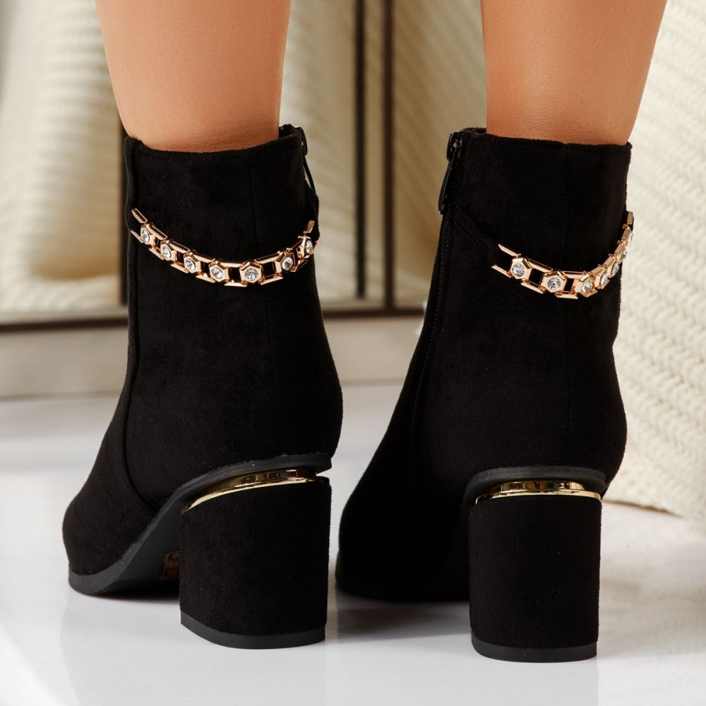 Botine dama vatuite negre din piele ecologica intoarsa Karmen #30656