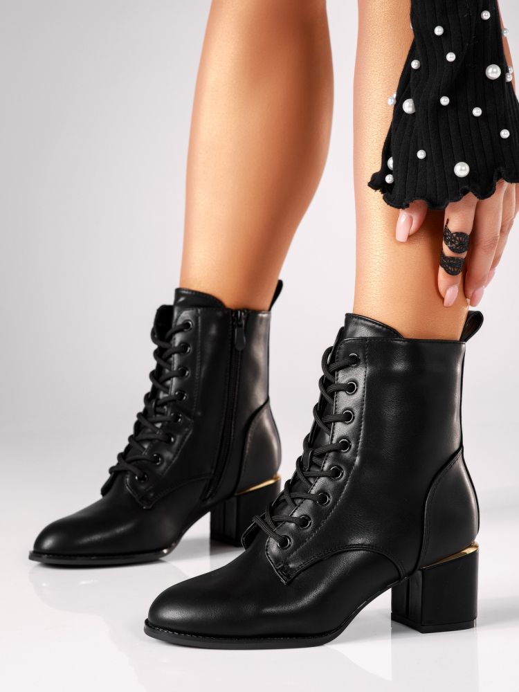 Botine dama vatuite negre din piele ecologica Juliette  #30657