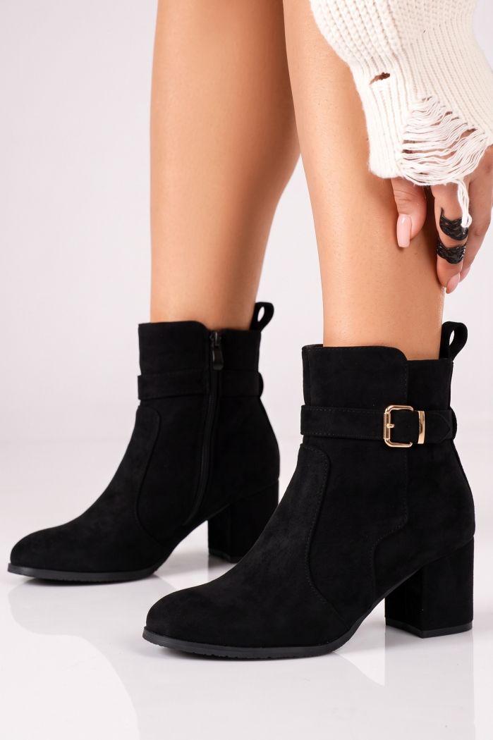 Botine dama vatuite negre din piele ecologica intoarsa Ember #30675