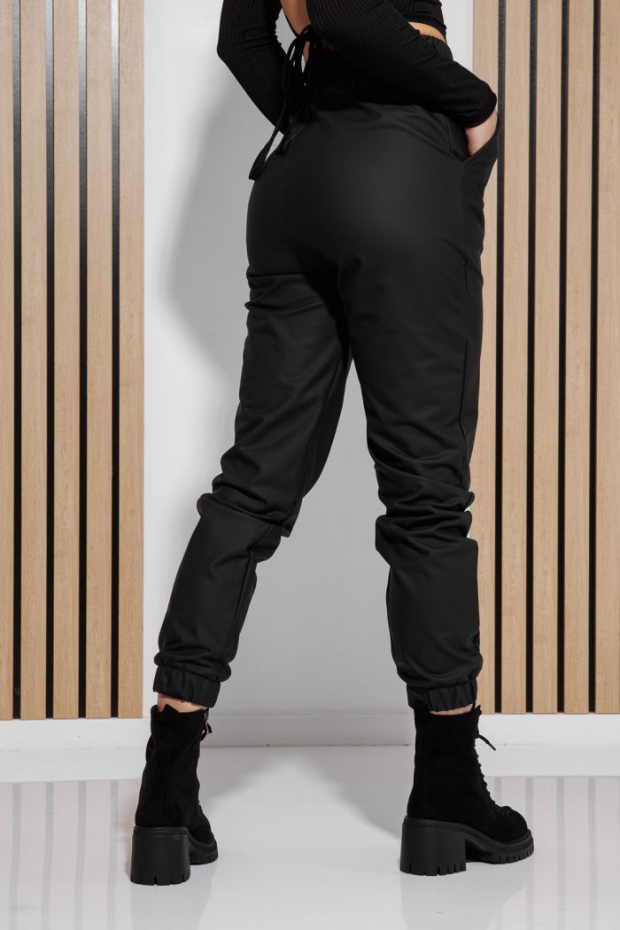 Pantaloni Piele Ecologica Sport Vatuiti Dama Kalipso Negri #A1471
