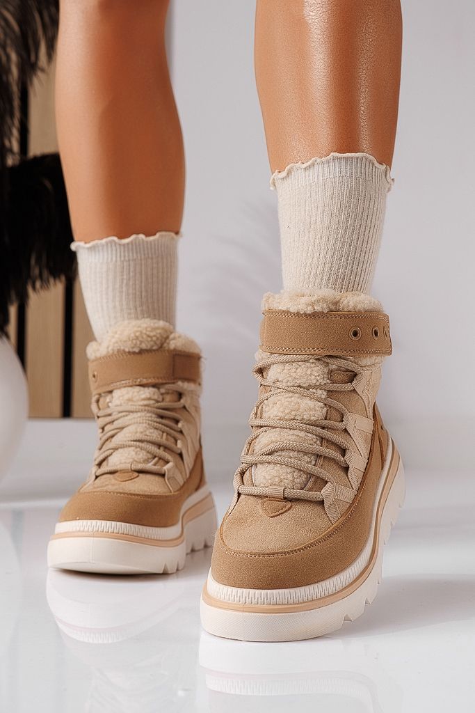 Ghete dama imblanite khaki din piele ecologica intoarsa  Abbey #30690