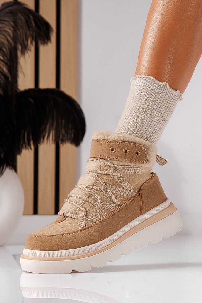 Ghete dama imblanite khaki din piele ecologica intoarsa  Abbey #30690