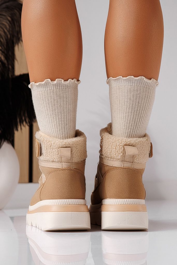 Ghete dama imblanite khaki din piele ecologica intoarsa  Abbey #30690