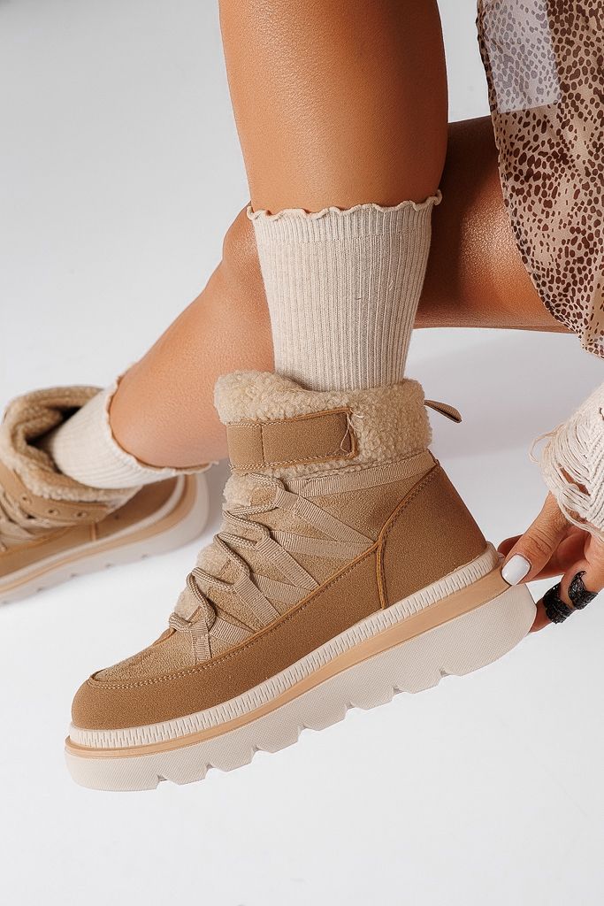 Ghete dama imblanite khaki din piele ecologica intoarsa  Abbey #30690