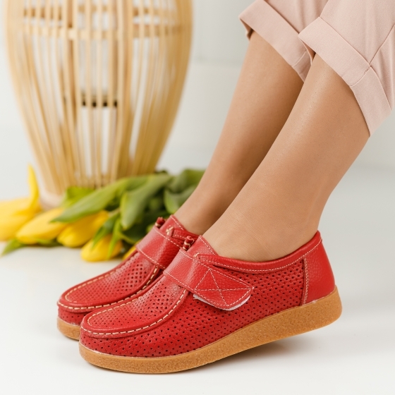 Pantofi Piele Naturala Angelina Rosii #1275M
