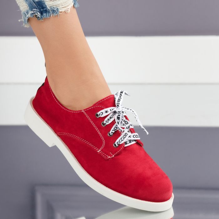 Pantofi Casual Dama Aurora Rosii #3815M