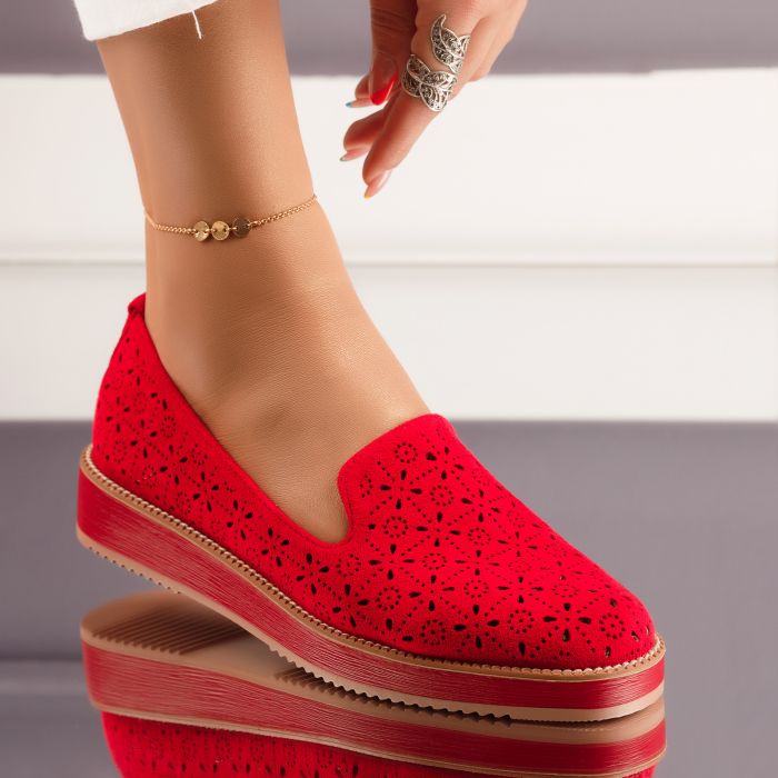 Pantofi Casual Dama Kimora Rosii #4787M