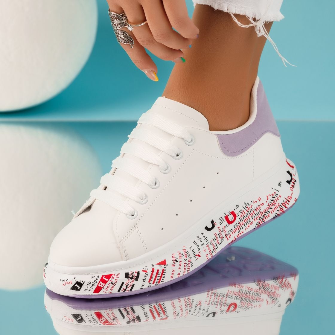 Дамски спортни обувки Melody бял/Mov #4954M