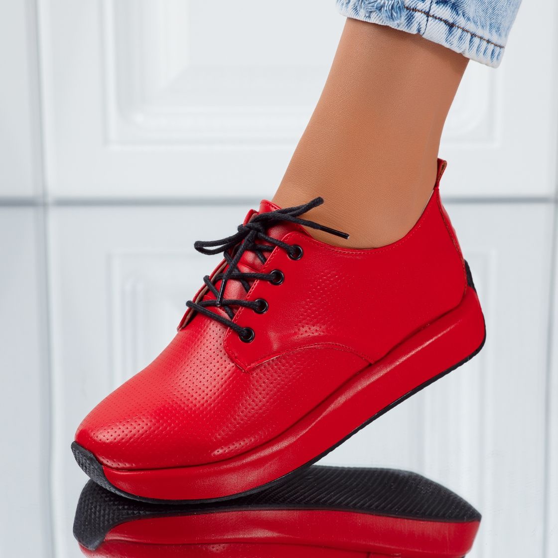 Pantofi Casual Dama Chloe Rosii #5081M