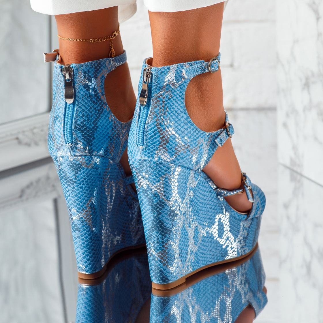 Sandale Dama cu Platforma Samira Albastre #5532M