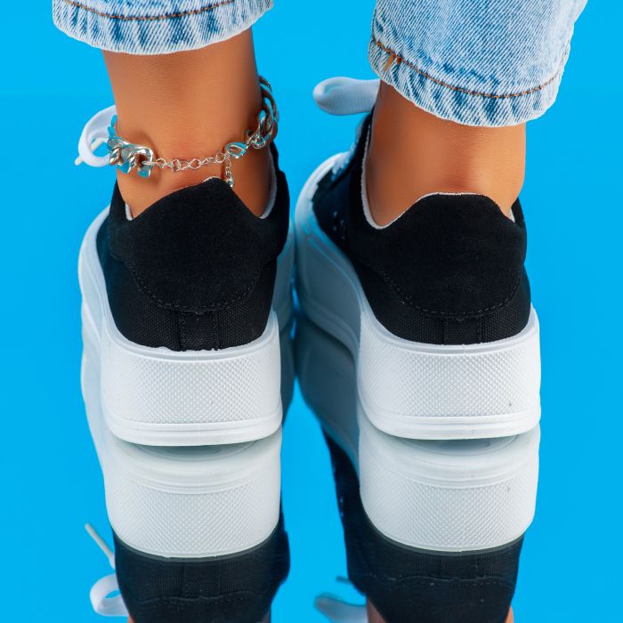 Дамски спортни обувки Sandra черен/белина #6487M