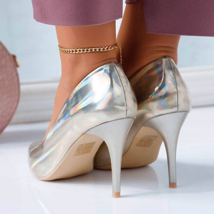 Pantofi Dama cu Toc Alda Aurii #6688M