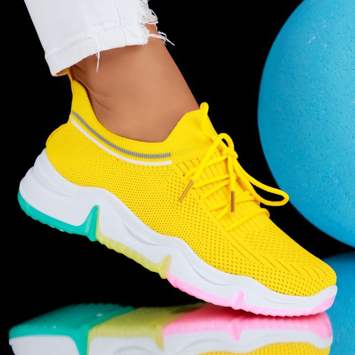 Дамски спортни обувки AlleСивоa Жълто #6871M