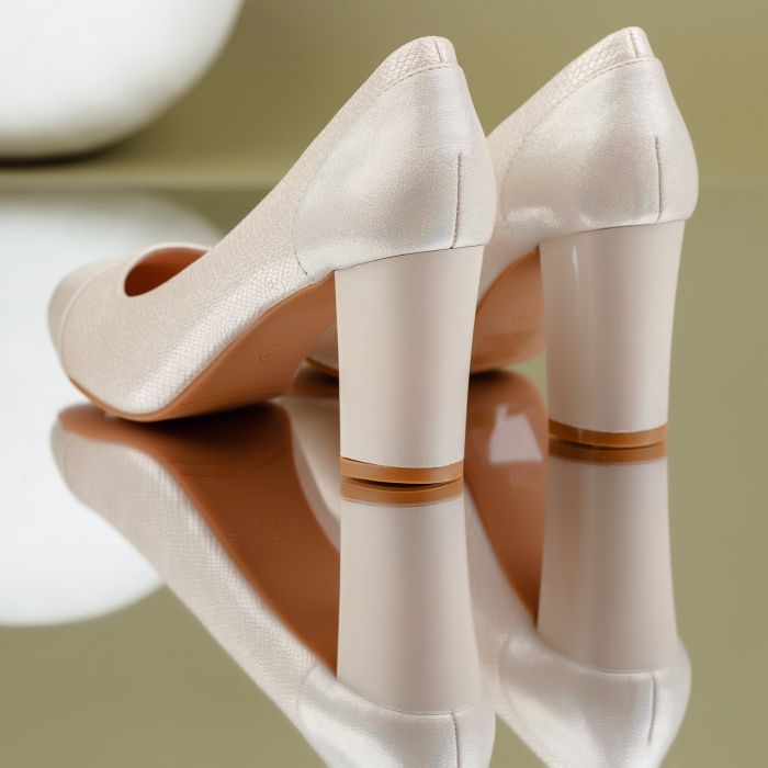 Pantofi Dama cu Toc Samara Roz-Aurii #7050M
